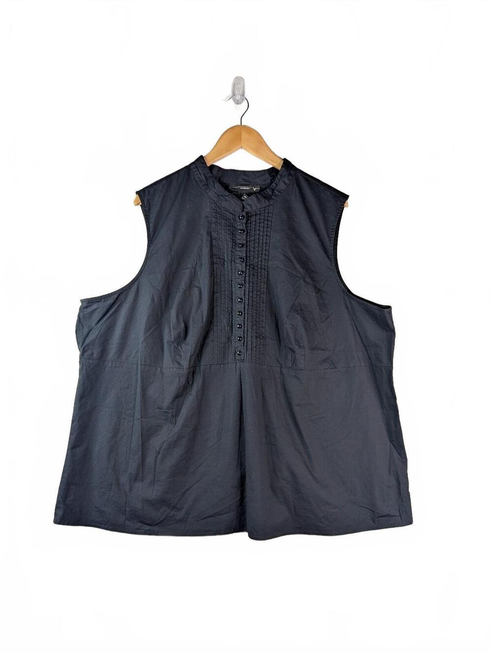 Venezia Plus-Size Sleeveless Cotton Black Blouse Size 26/28